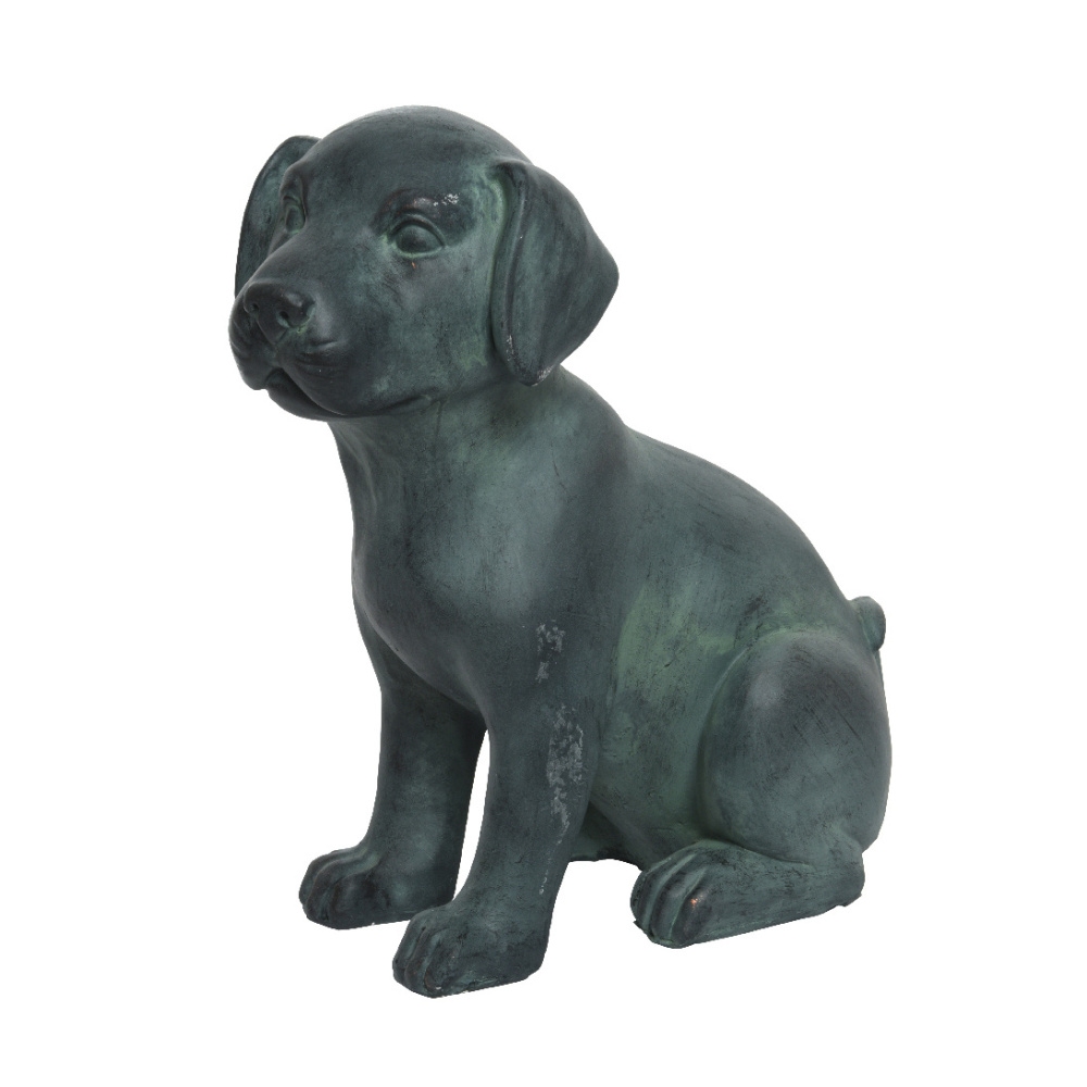 Dekorační figurky zvířat - Pes sedící polyresinový zeleno-černý 40,5cm