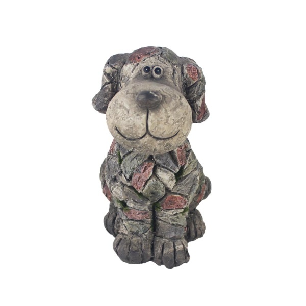 Dekorační figurky zvířat - Pes sedící terakota šedá 28cm