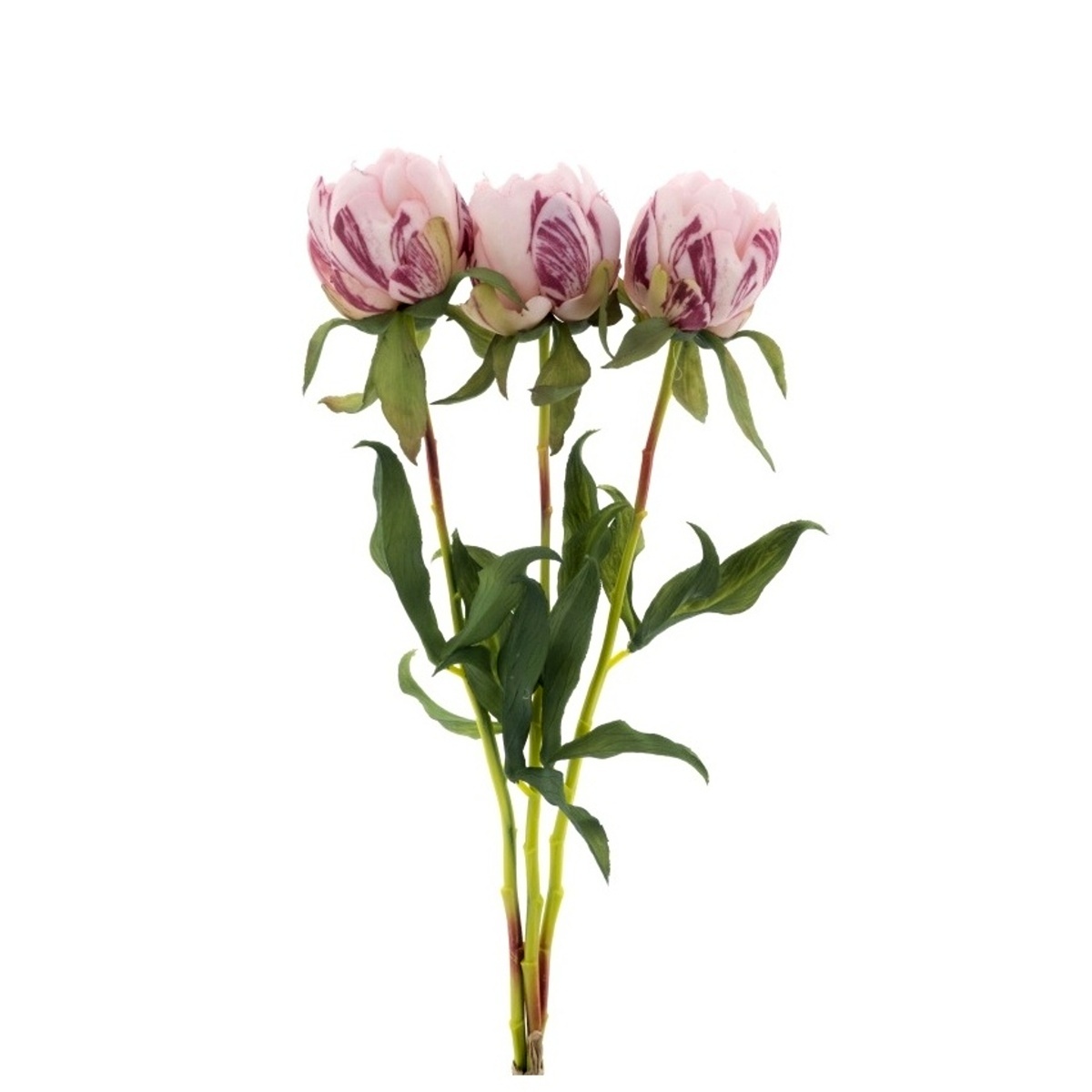 Letní umělé květiny - Pivoňka MARLIE ve svazku umělá růžová 3ks