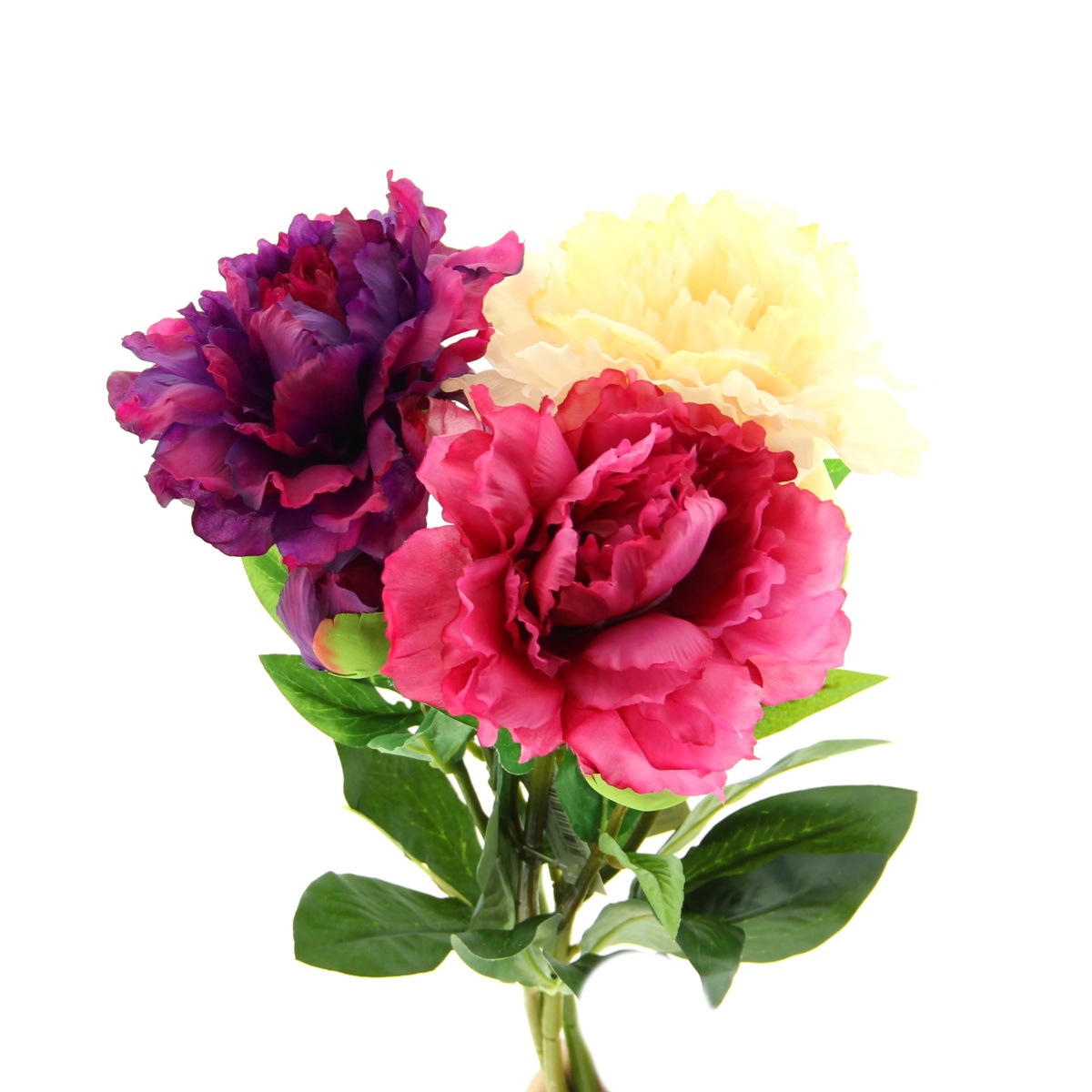 Letní umělé květiny - Pivoňka řezaná umělá 1 květ a poupě mix 60cm