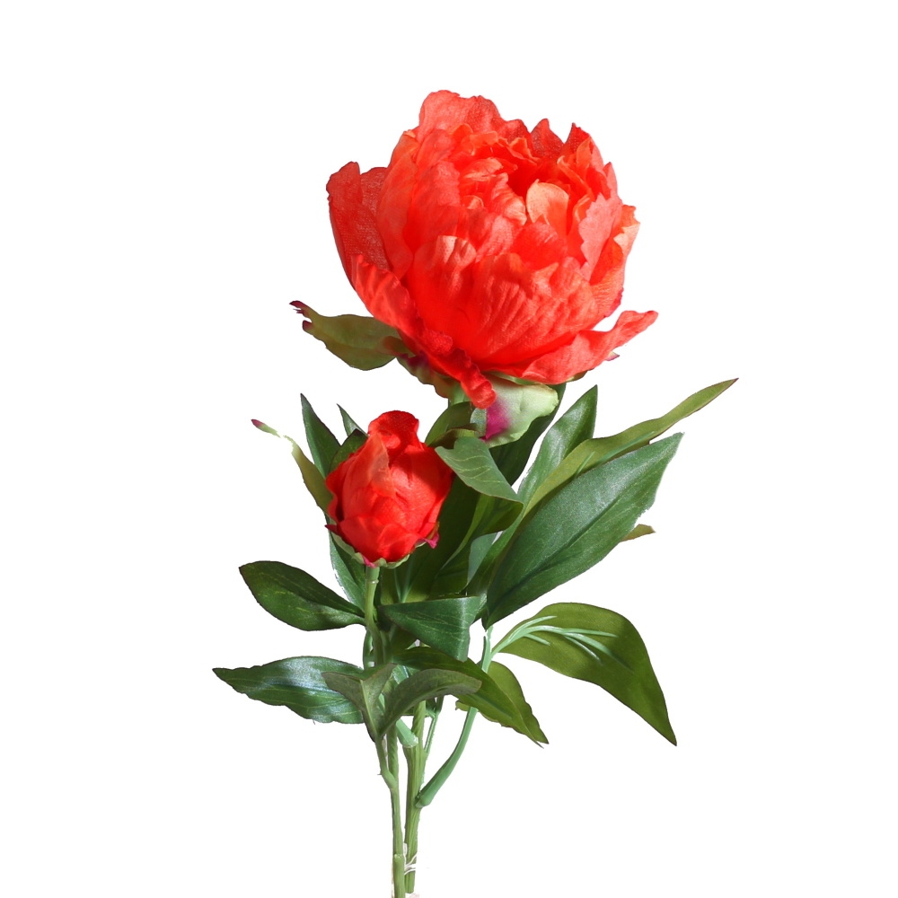 Letní umělé květiny - Pivoňka řezaná umělá oranžová 66cm