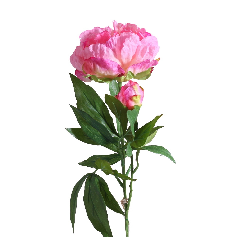 Letní umělé květiny - Pivoňka řezaná umělá růžová 66cm