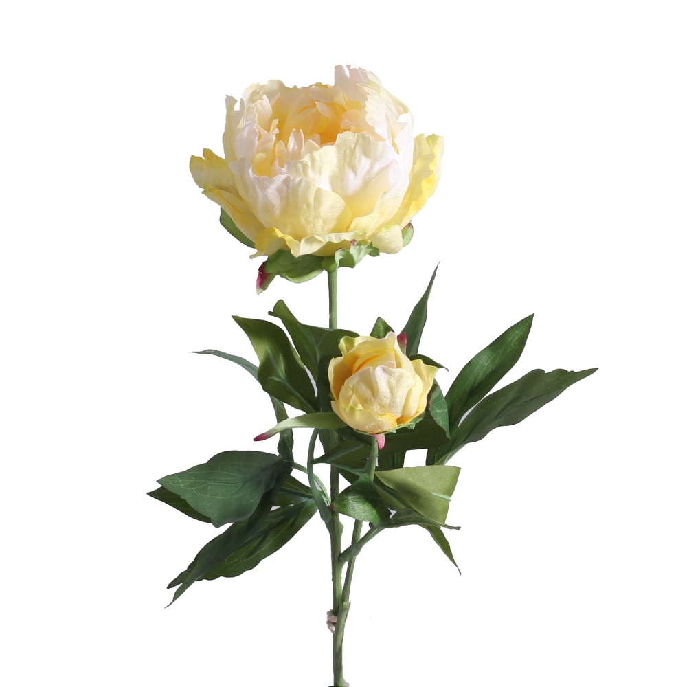 Letní umělé květiny - Pivoňka řezaná umělá žlutá 66cm