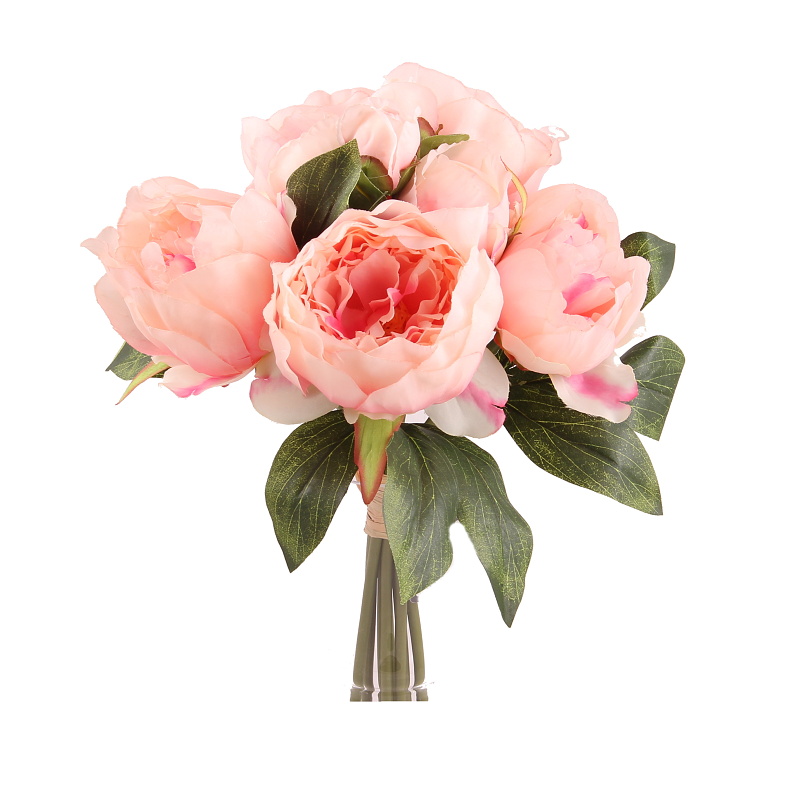 Pivoňka svazek umělá lososová 8ks, 34cm-0