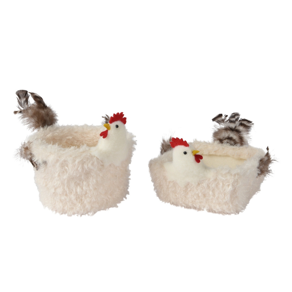 Velikonoce - Plstěný košík se slepicí mix 13cm