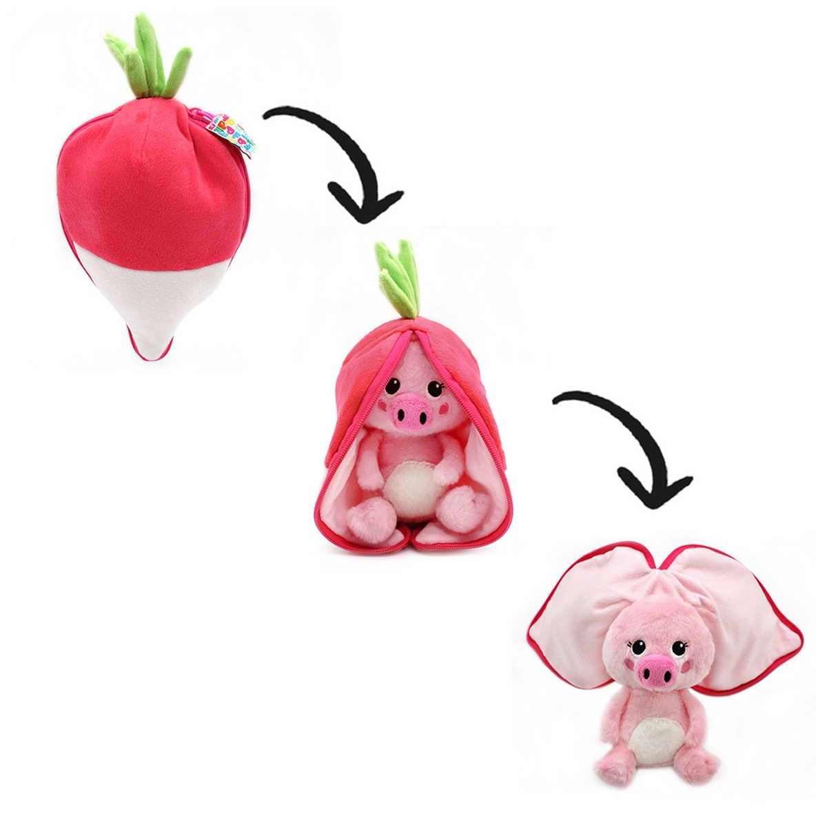 Plyšová hračka FLIPETZ 2v1 prase/ředkvička PIGLET 20cm-0