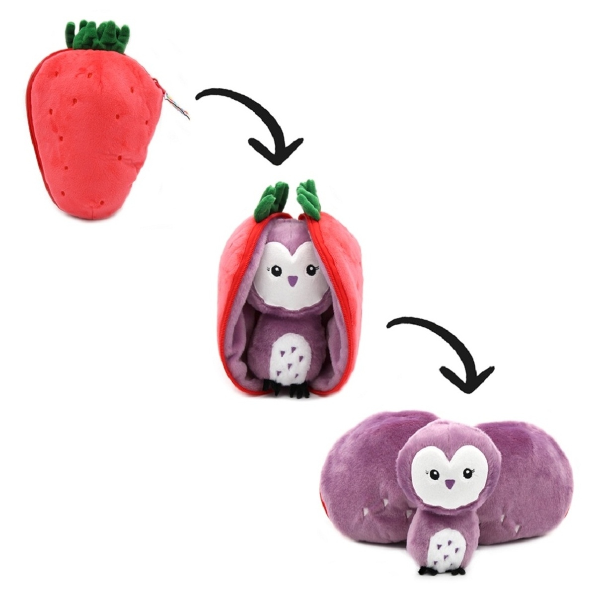Plyšová hračka FLIPETZ 2v1 sova/jahoda VIOLET 20cm-0