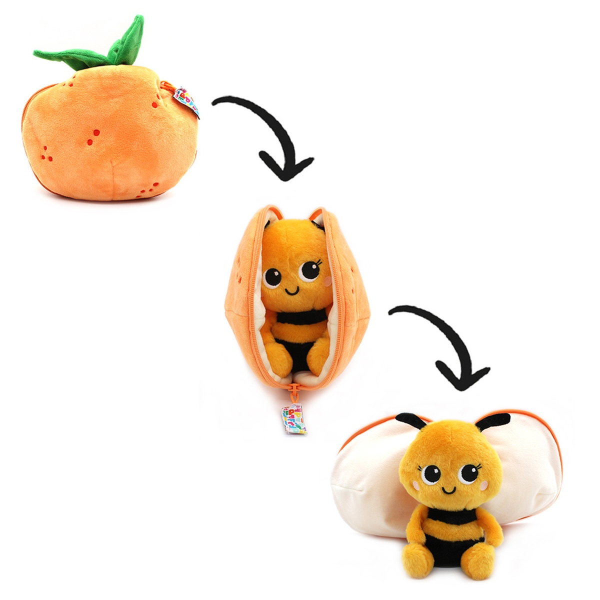Plyšová hračka FLIPETZ 2v1 včela/mandarinka BUZZET 20cm-0
