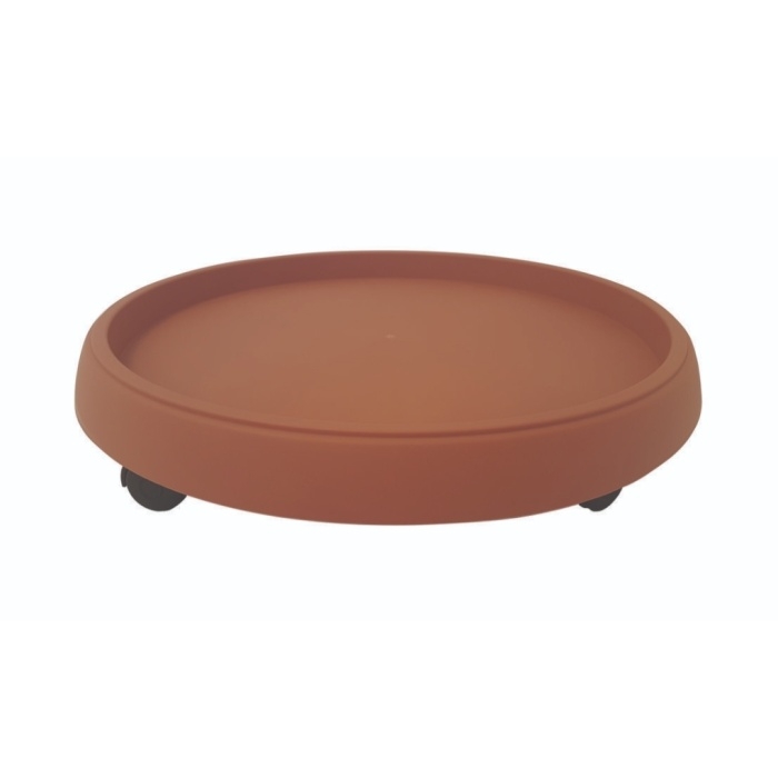 Květináče - Podložka na kolečkách plastová terakotová 30cm