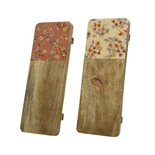 Tácy a podnosy - Podnos hranatý dekor květy na nohách dřevo mix 36cm