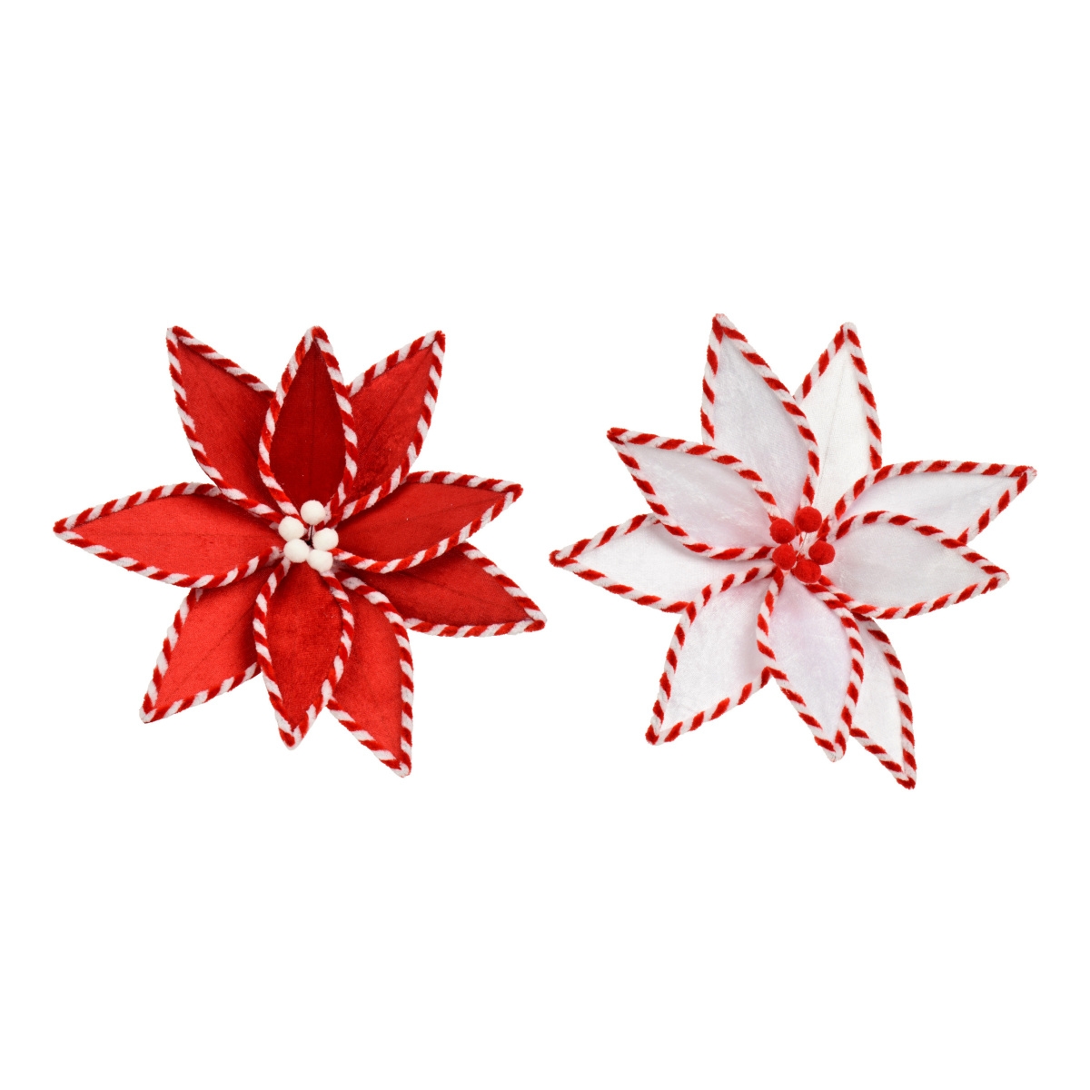 Vánoční umělé květiny - Poinsettia sametový květ na klipu mix 27cm