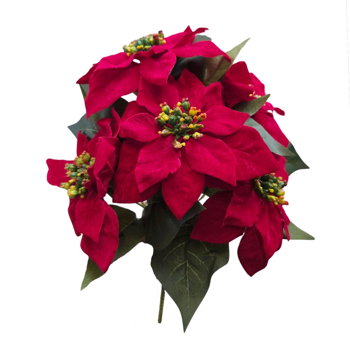 Vánoční umělé květiny - Poinsettia trs umělá s 5 květy 30cm
