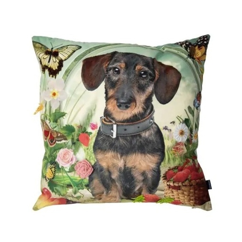 Polštáře a deky - Polštář FLEURY s jezevčíkem polyesterový 45x45cm