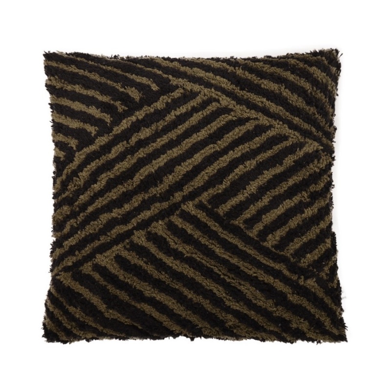 Polštáře a deky - Polštář KINGSTON s pruhy plyšový hnědo-černý 45cm