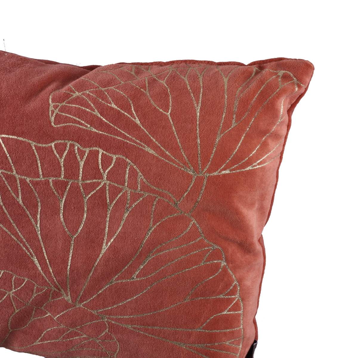 Polštář polyesterový SOPHIE s listy červená 30x50cm-0