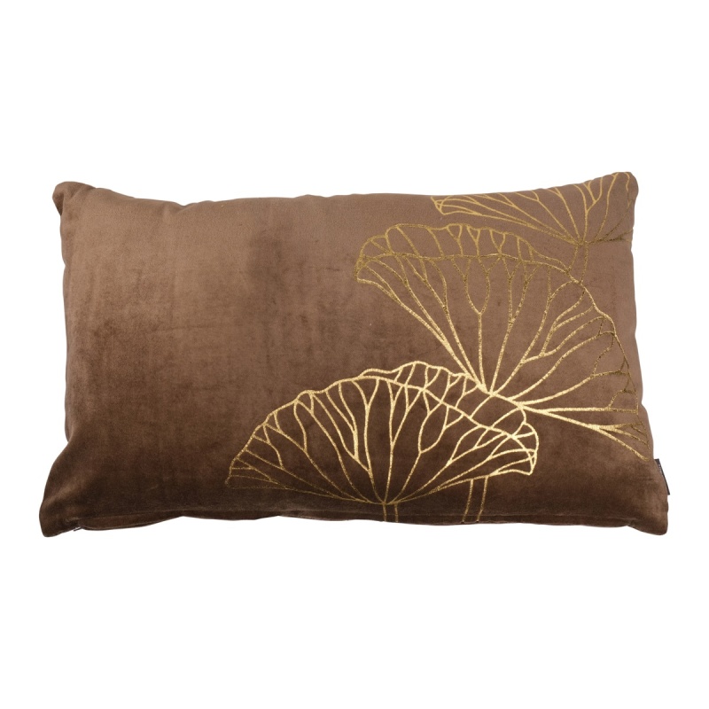 Polštáře a deky - Polštář SOPHIE s listy polyesterový hnědý 30x50cm