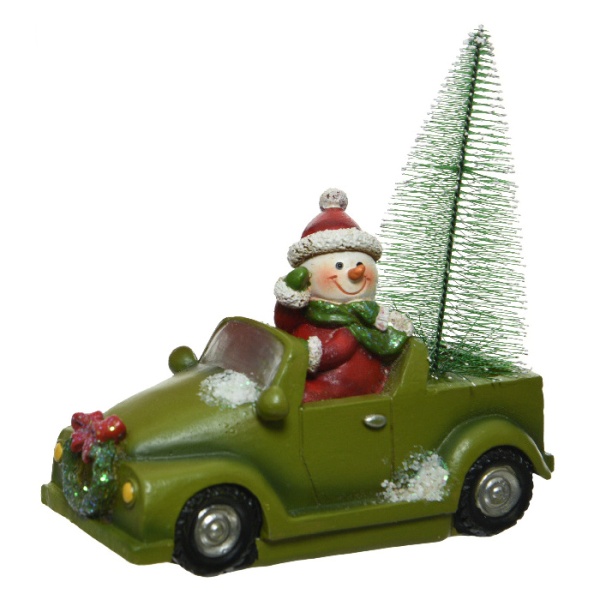 Polyresinové auto se stromkem a postavičkou, 10,5–12 cm, mix barev-1