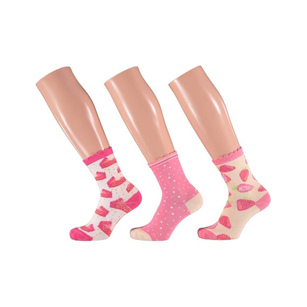 Dětské ponožky - Ponožky dětské jahoda 3ks vel.35/38