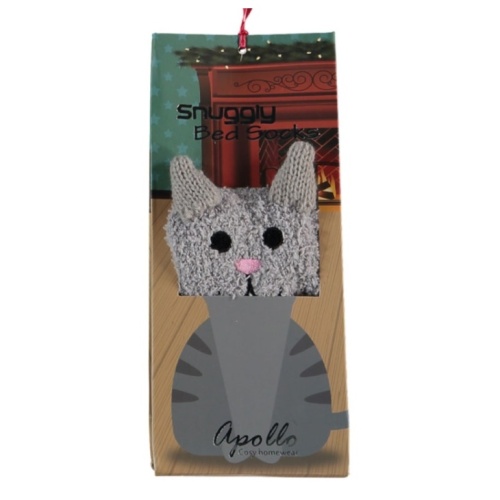 Ponožky dětské kočka 3D vel.35-38 šedá-0