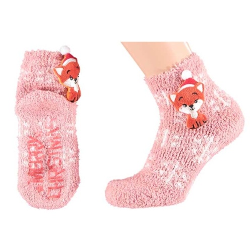 Dětské ponožky - Ponožky dětské liška 3D vel.31-35 růžová