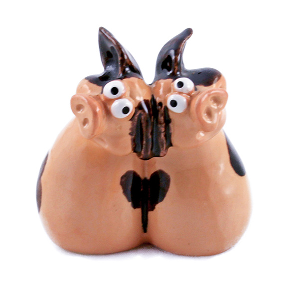 Dekorační figurky zvířat - Prase dvojice kamenina 10cm