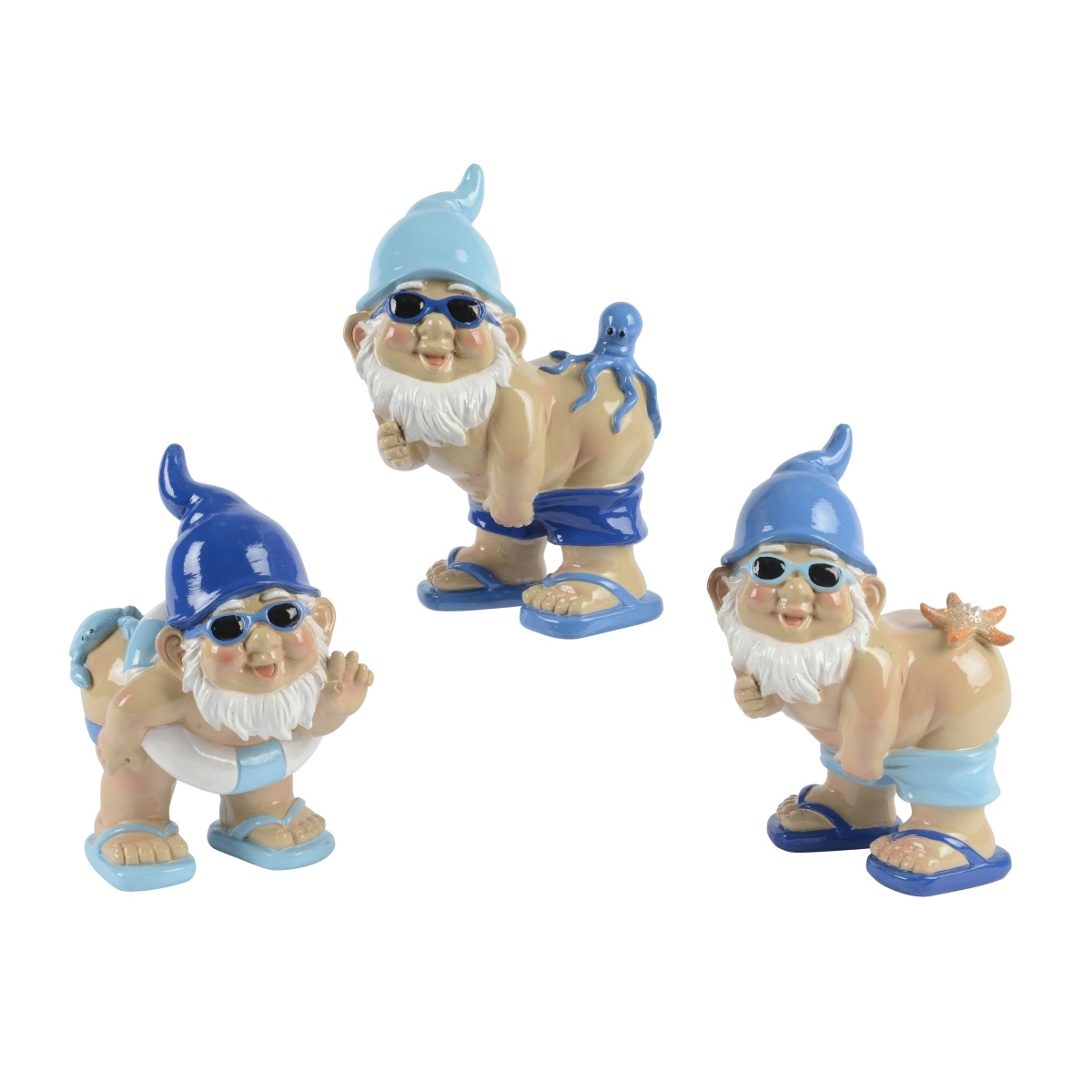 Dekorační figurky postav - Předkoněný trpaslík s mořským živočichem mix 18cm