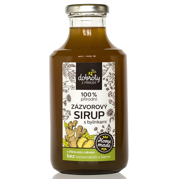 Sirupy, koncentráty, mošty - Přírodní sirup zázvor a bylinky 250ml