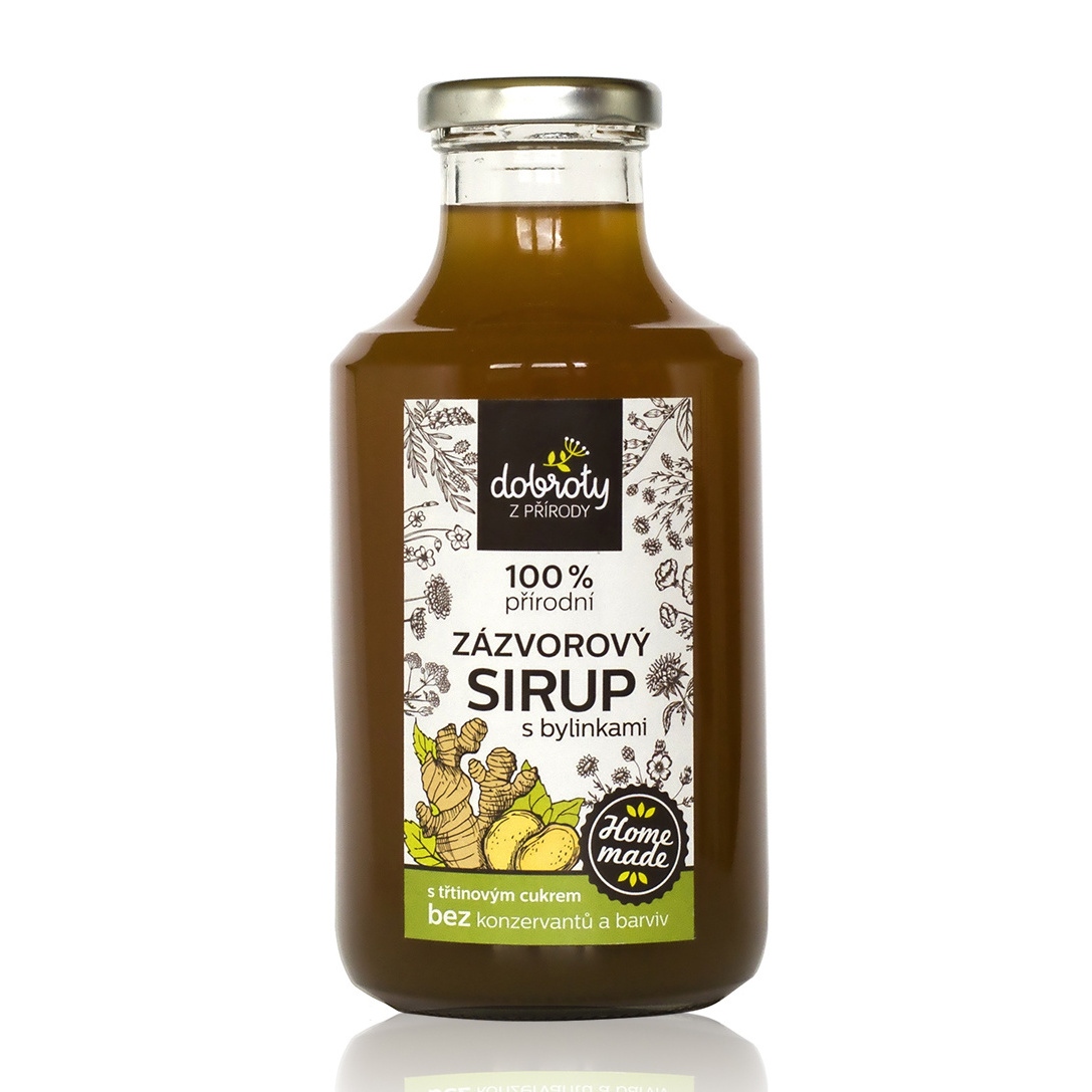 Sirupy, koncentráty, mošty - Přírodní sirup zázvor a bylinky 500ml
