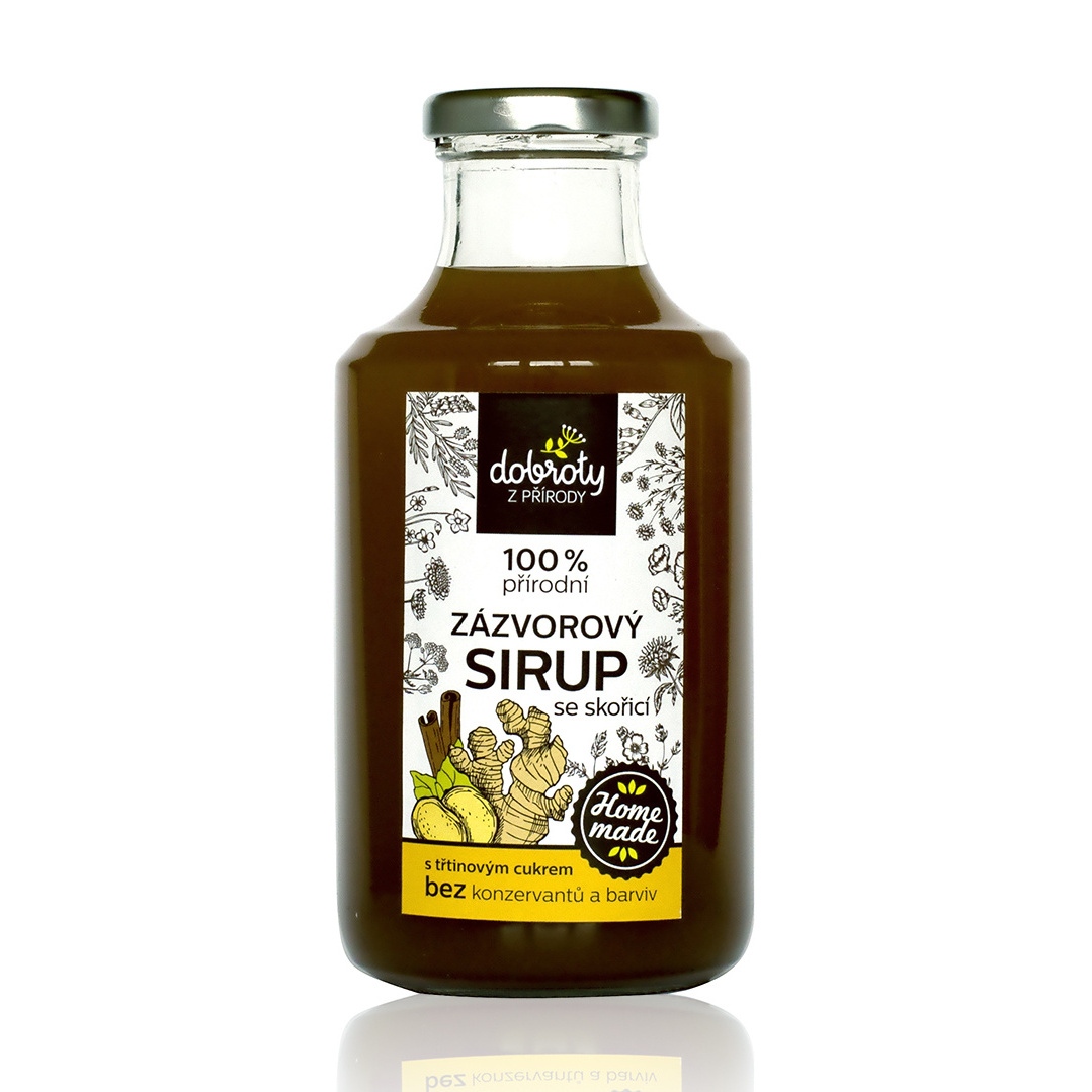 Sirupy, koncentráty, mošty - Přírodní sirup zázvor a skořice 500ml
