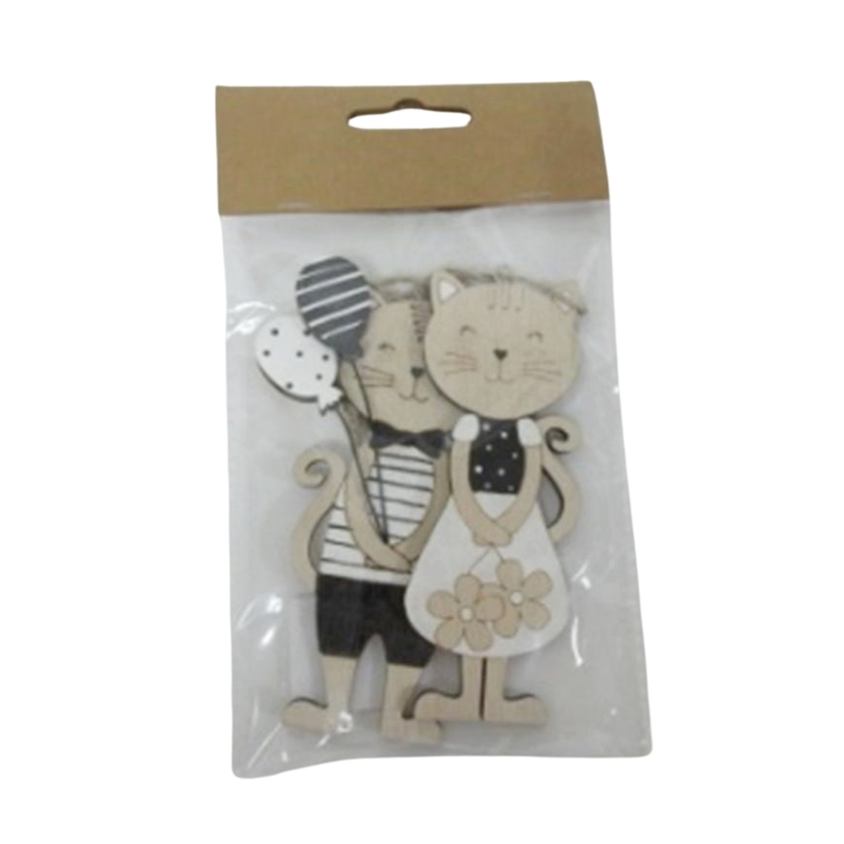 Přízdoby - Přízdoba dřevěná kočka mix 2ks