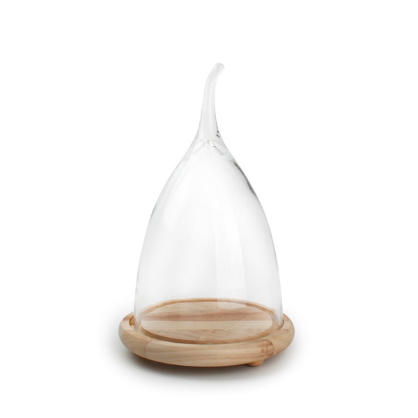 Prkénka - Prkénko dřevěné kulaté se skleněným poklopem 25cm