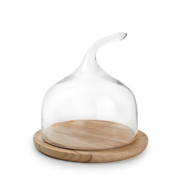 Prkénka - Prkénko dřevěné kulaté se skleněným poklopem 26cm