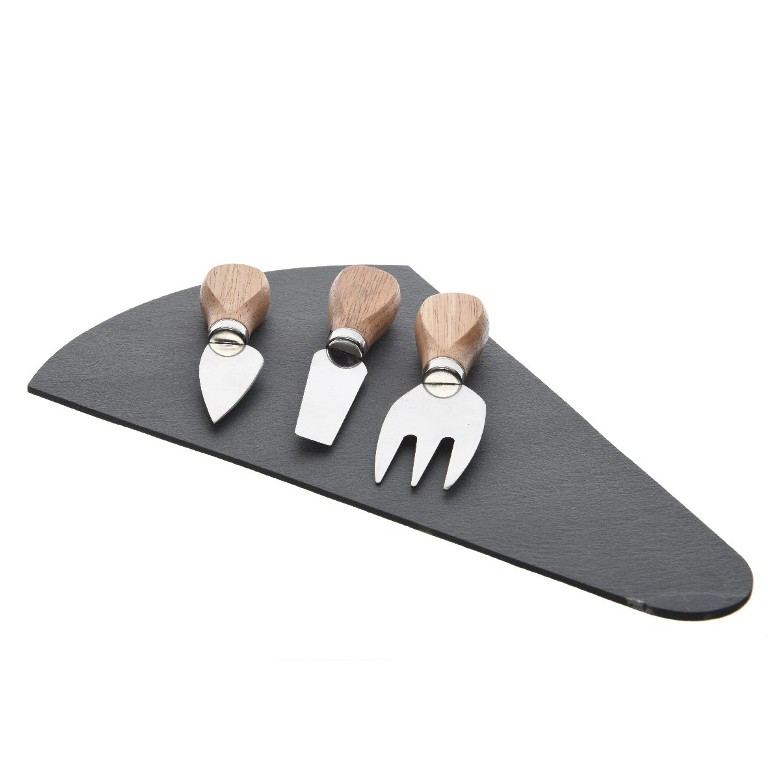 Sýrové sety - Prkénko kuchyňské kamenné a 3 nože na sýr