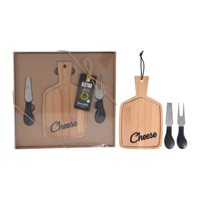 Sýrové sety - Prkénko na sýr + 2 nože bambus