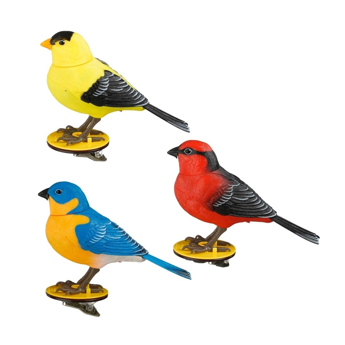 Dekorační figurky zvířat - Ptáček akrylový se zvukem na klipu mix 9cm