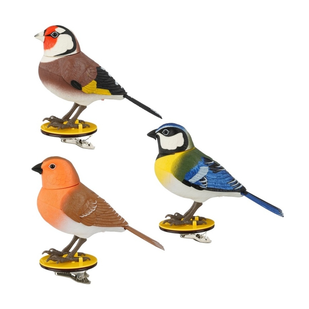 Dekorační figurky zvířat - Ptáček akrylový se zvukem na klipu mix 9cm