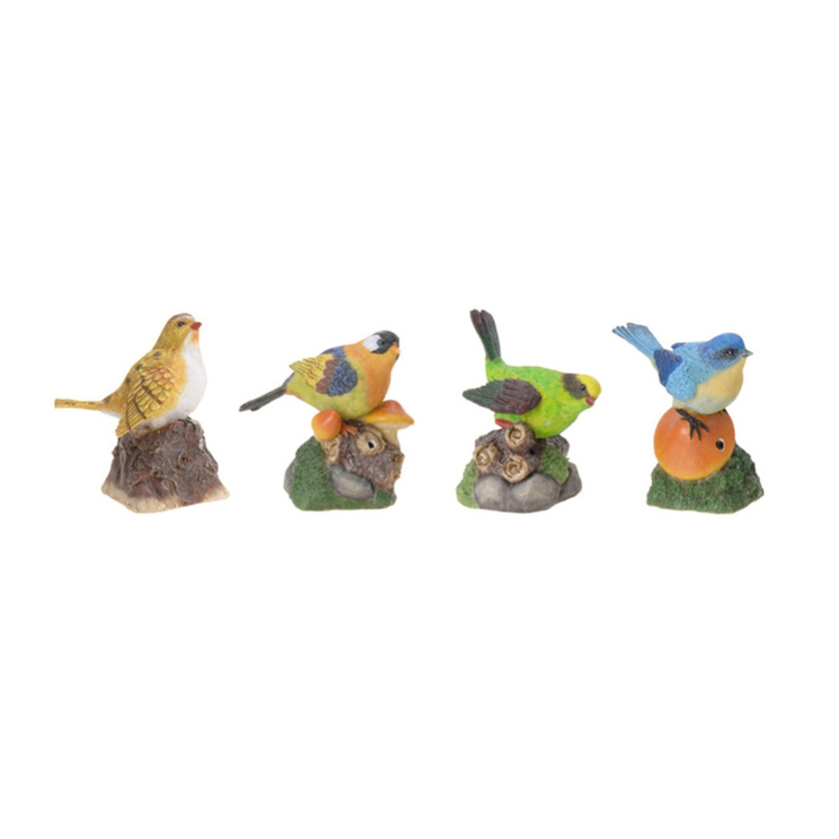 Dekorační figurky zvířat - Ptáček na větvi se zvukem z polystone mix 10cm