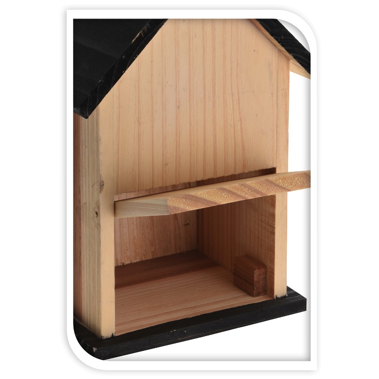 Krmítka, budky, domečky - Ptačí  budka dřevěná 22cm přírodní-černá