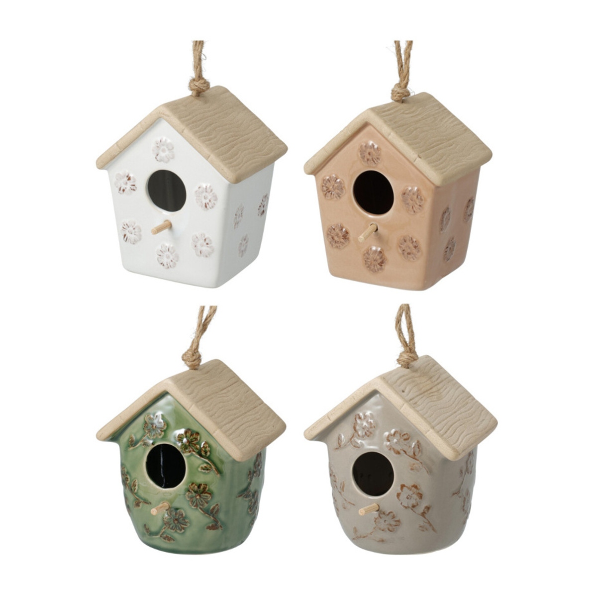 Krmítka, budky, domečky - Ptačí budka z porcelánu s květinami mix 15cm