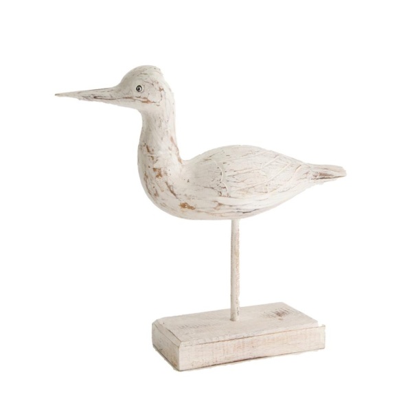 Dekorační figurky zvířat - Racek na podstavci dřevěný bílý 35cm