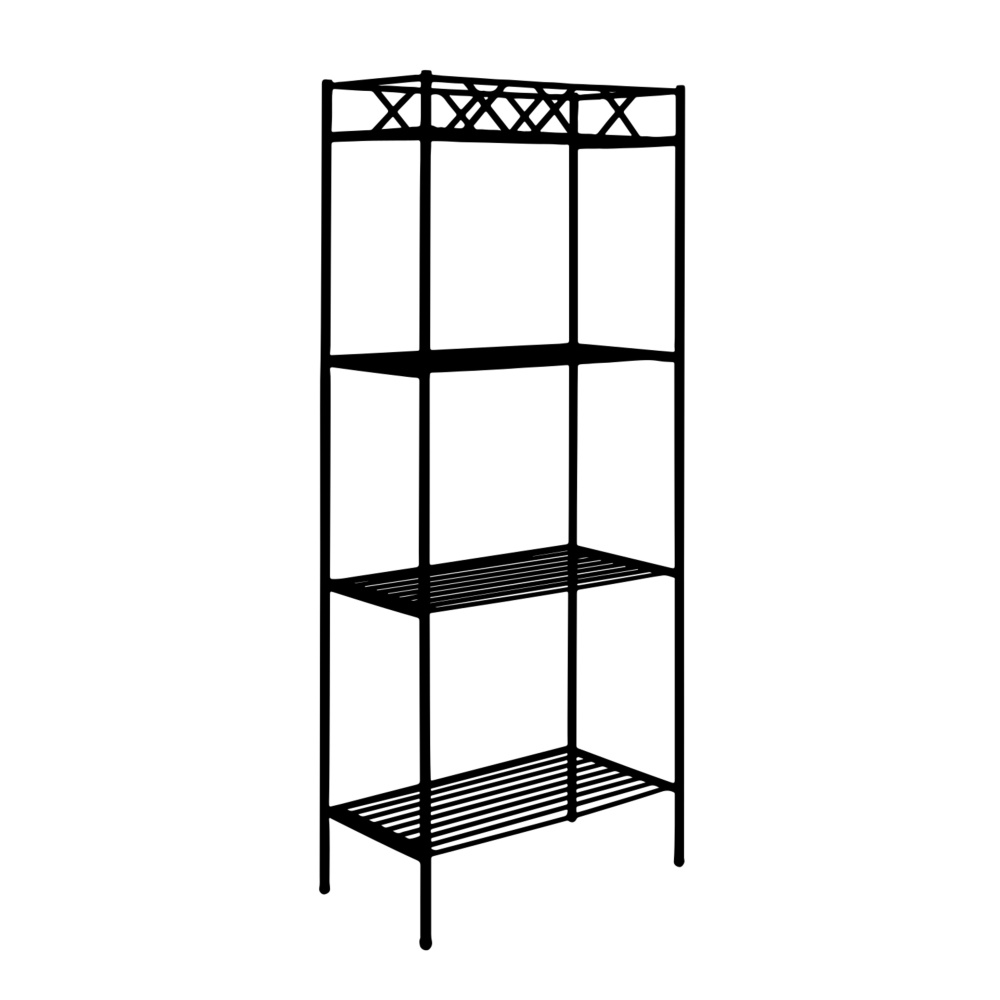 Dekorace - Regál hranatý BENUE kovový černý 100/160cm