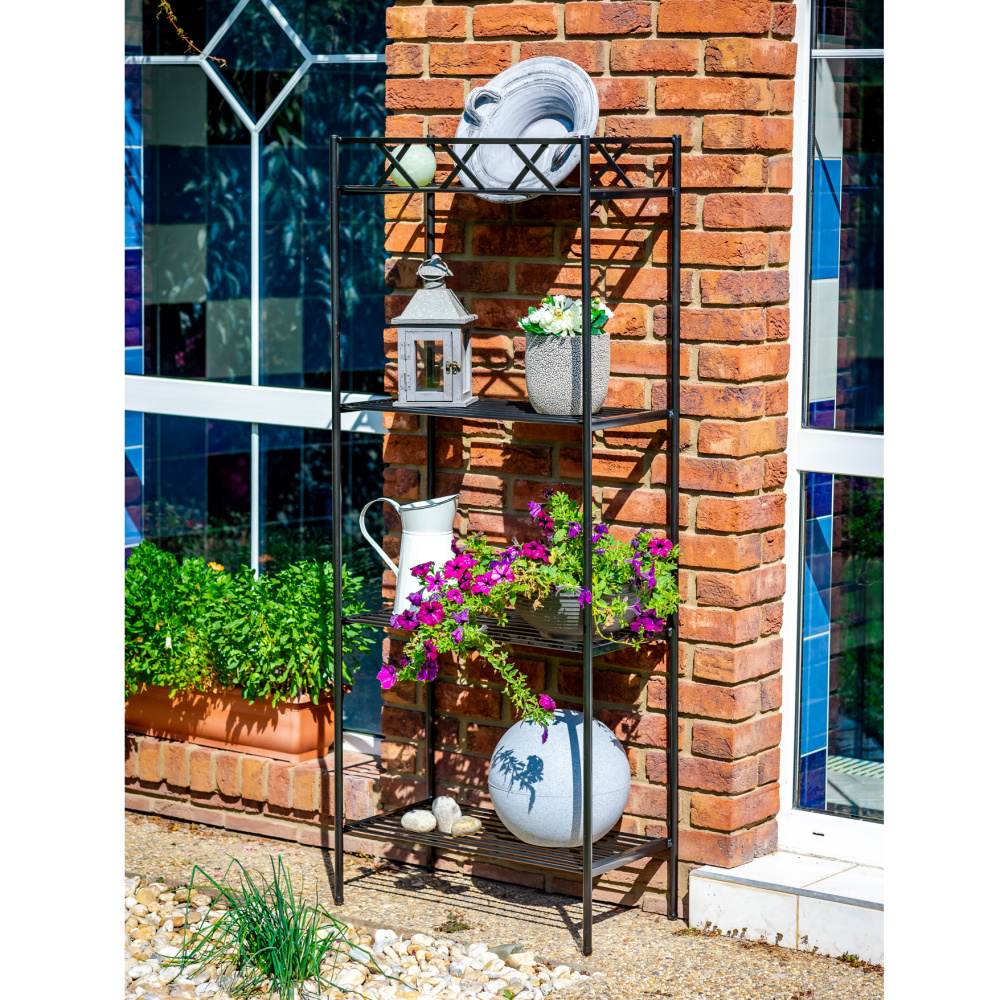 Regál hranatý BENUE kovový černý 100/160cm-1