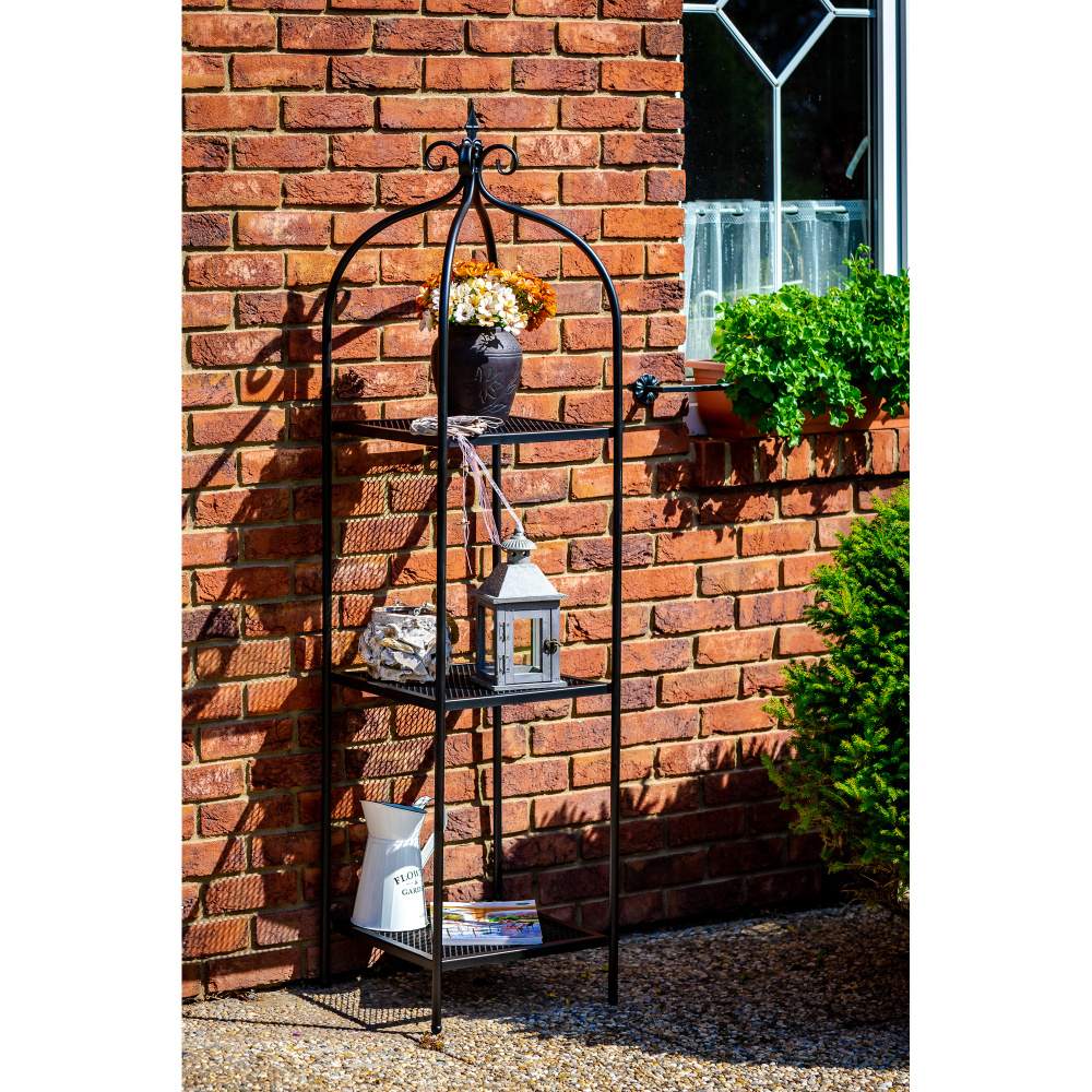 Regál hranatý se špicí YUMA 3 patra kovový černý 145/170cm-1