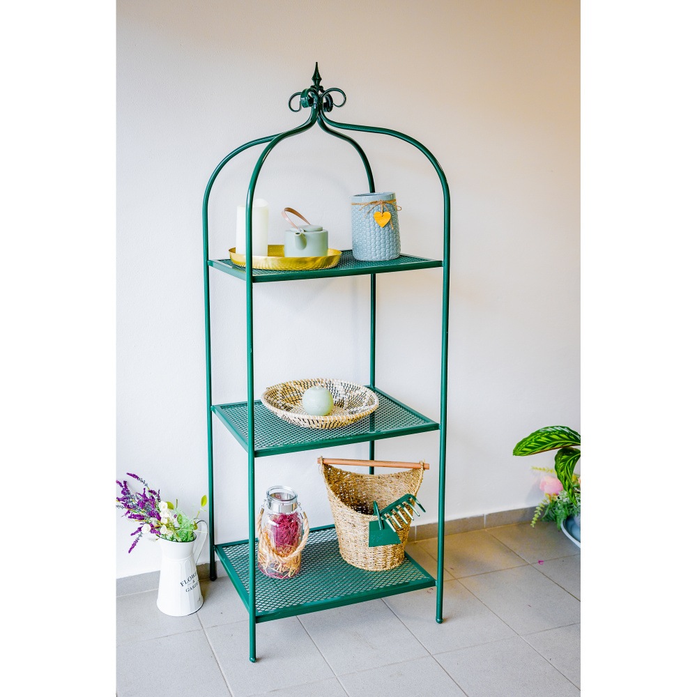 Regál hranatý se špicí YUMA 3 patra kovový černý 145/170cm-2