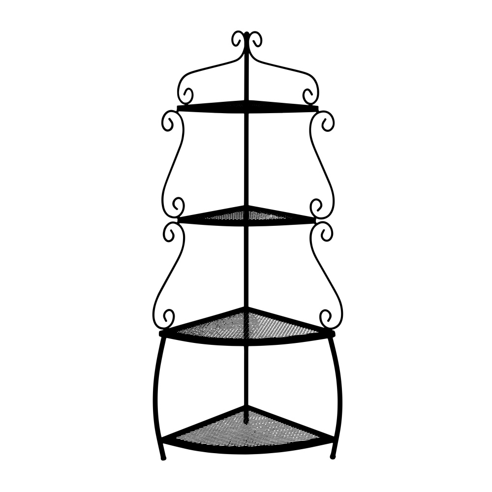 Opory VATAX - Regál rohový ROMANTIK 4 patra kovový černý 160cm