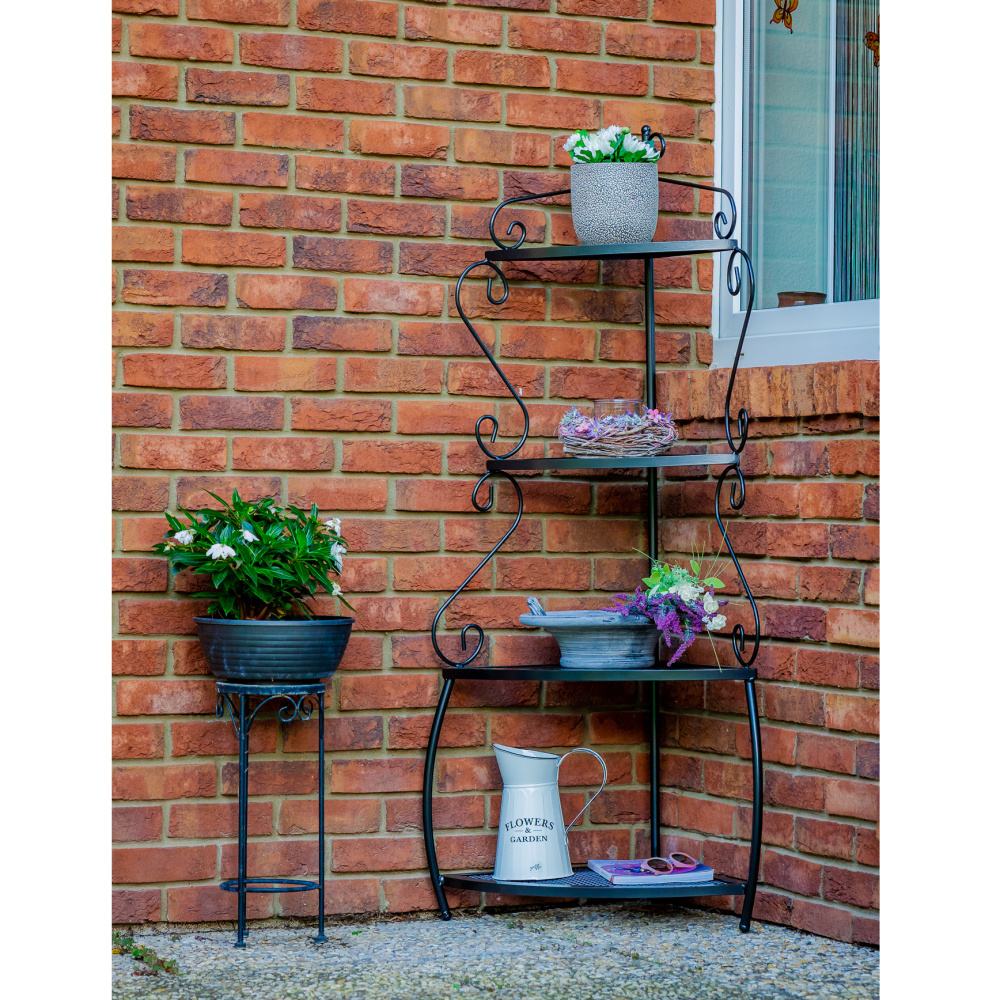 Regál rohový ROMANTIK 4 patra kovový černý 160cm-0