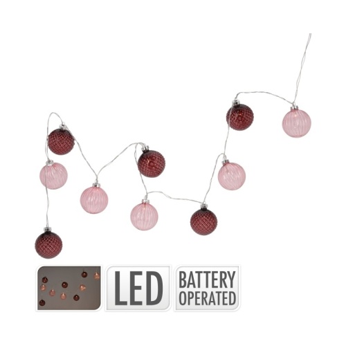 Interiérové vánoční osvětlení - Řetěz 10LED koule na baterie