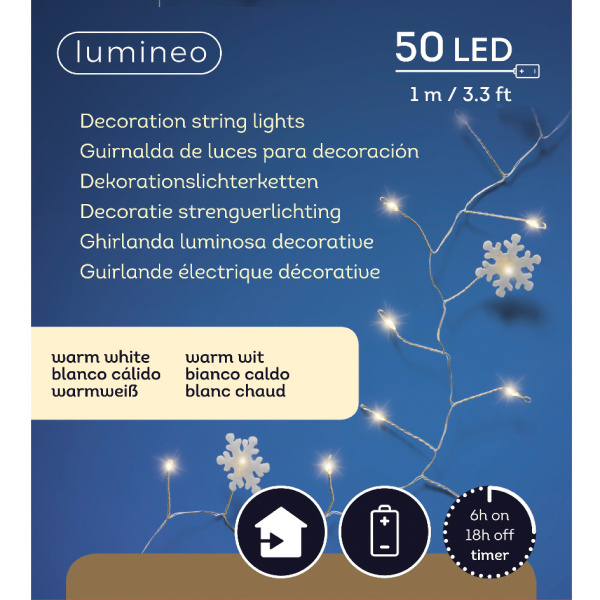 Interiérové vánoční osvětlení - Řetěz 50LED motivy s časovačem na baterie 1m