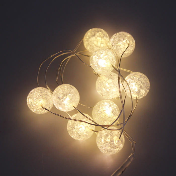 Interiérové vánoční osvětlení - Řetěz kuličky 10LED s časovačem na baterie