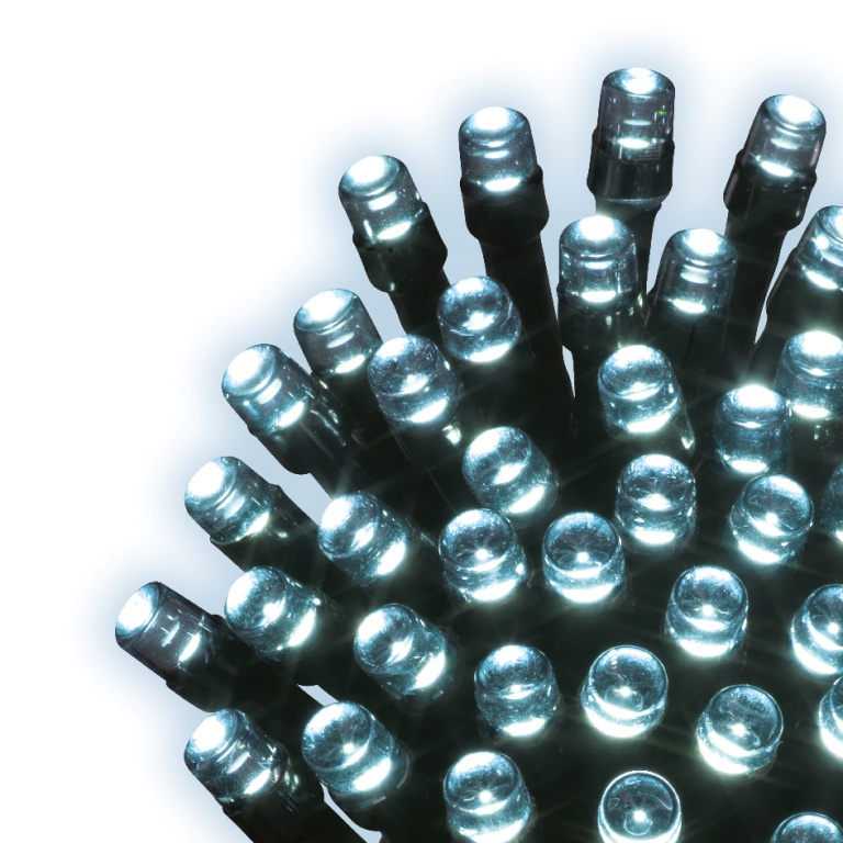 Řetěz svítící venkovní 24LED studená bílá s časovačem, 8 funkcí na baterie 1,7m-0